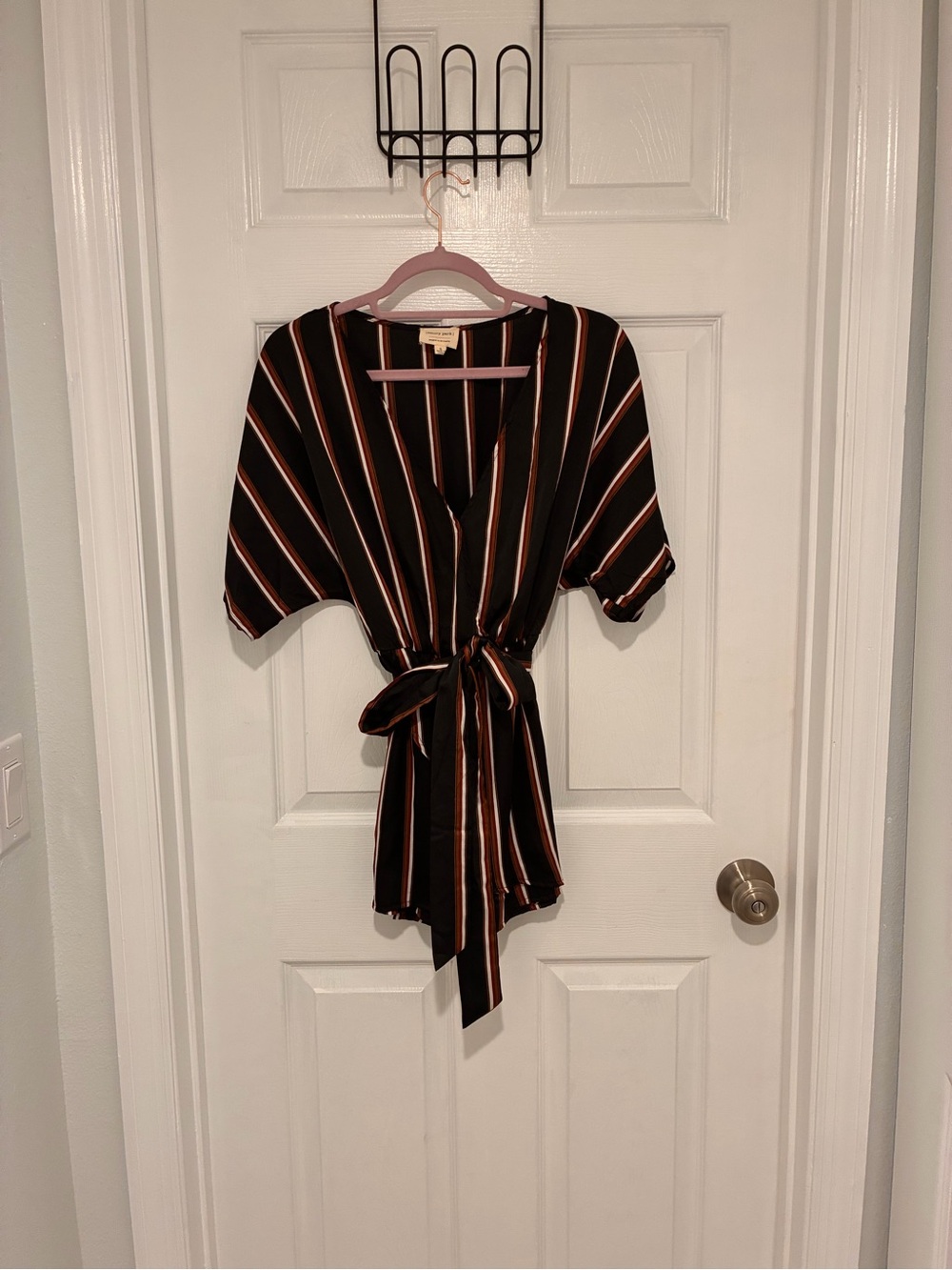 Striped Black Tie-Waist Romper